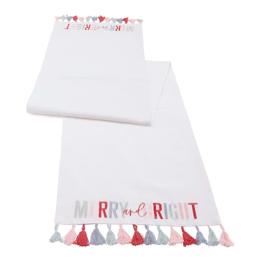 Melrose 72" x 14.5" Merry & Bright Tassel Table Runner